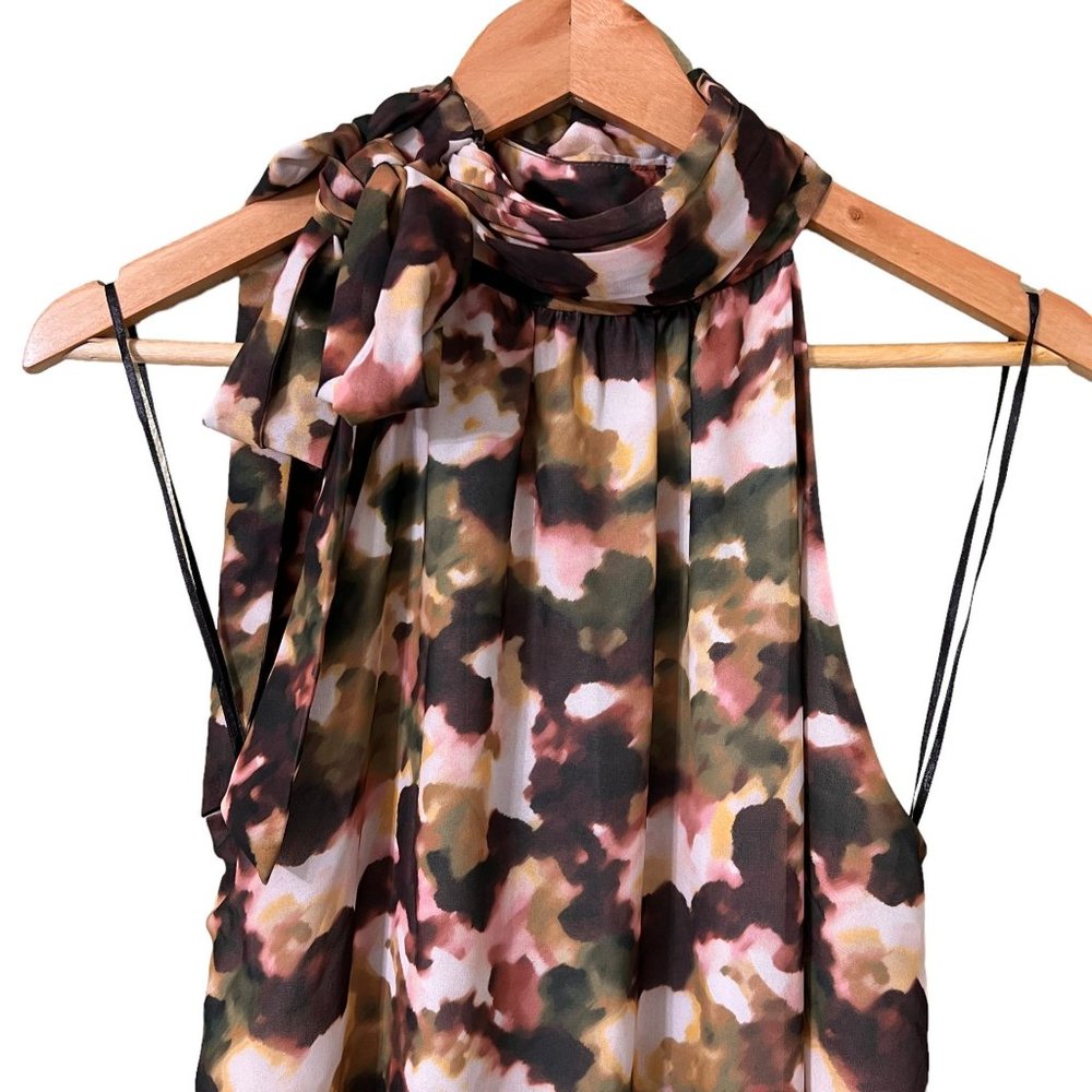 T TAHARI NWT Size 12 Zippered Side Neck Tie Lined Sleeveless Mock Neck D… - Picture 4 of 14